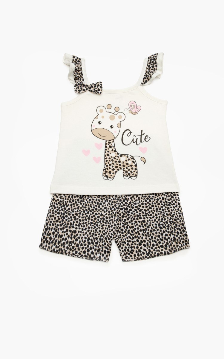 Πυτζάμα Βρεφική Καλοκαιρινή Minerva Cactus-Giraffe Λευκό No 2 61932-002