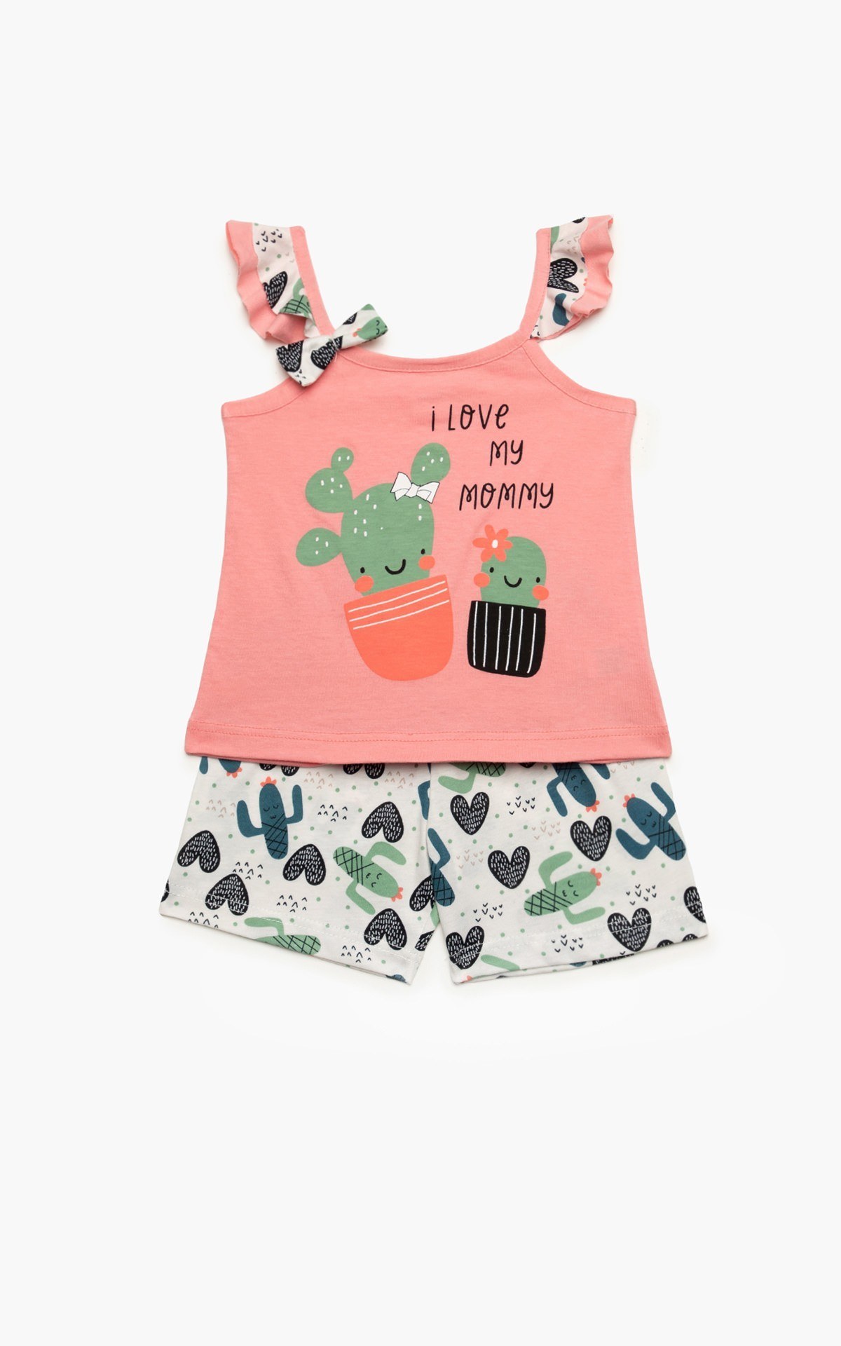 Πυτζάμα Βρεφική Καλοκαιρινή Minerva Cactus-Giraffe Light Coral No 1 61932-652