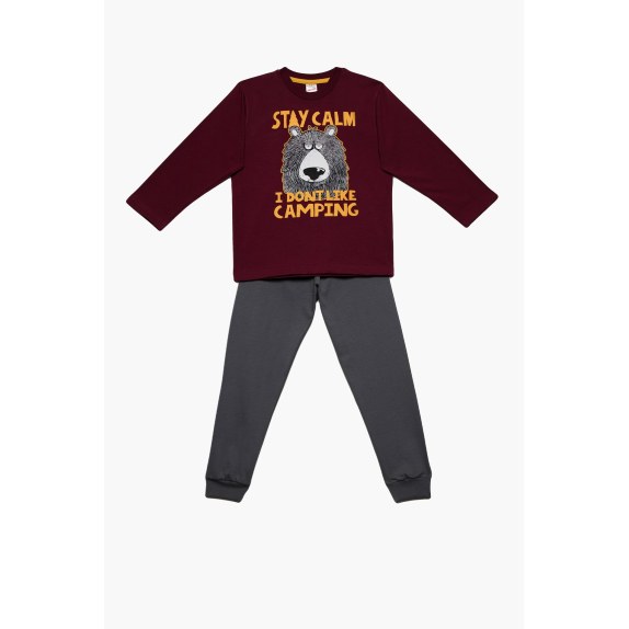 Πυτζάμα Παιδική για Αγόρι Minerva Stay Calm Μπορντώ No12...