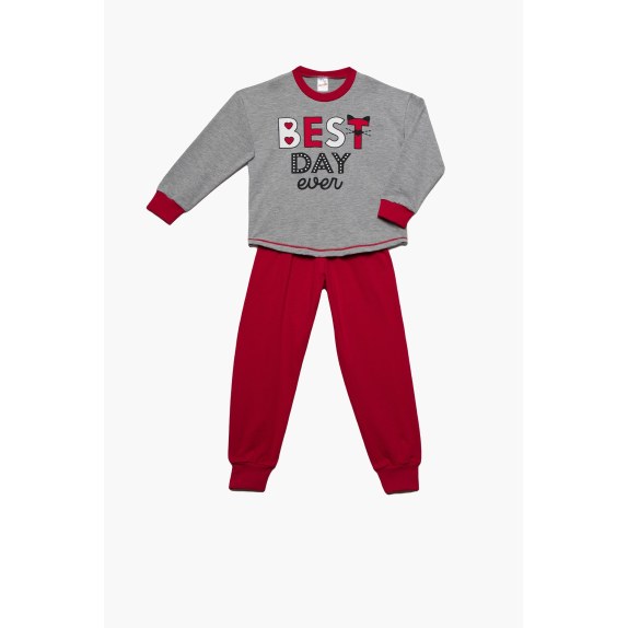 Πυτζάμα Παιδική για Κορίτσι Minerva Best Day Ever Γκρι...