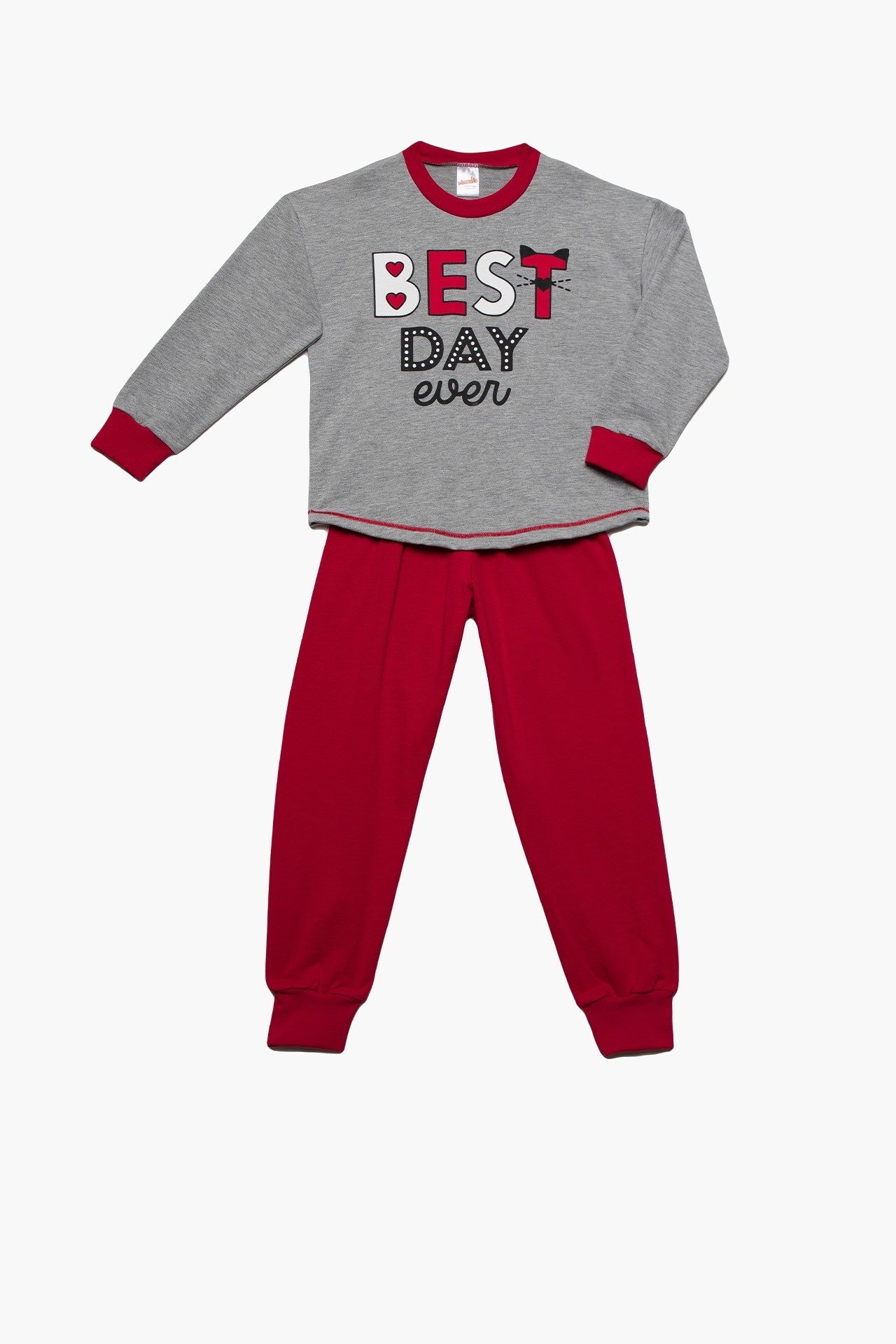 Πυτζάμα Παιδική για Κορίτσι Minerva Best Day Ever Γκρι No12 61898-023