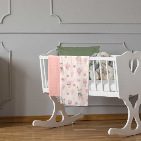 Σετ Σεντόνια Λίκνου 2 Τεμαχίων Greenwich Polo Club 8859 Pink-Ivory 70x120
