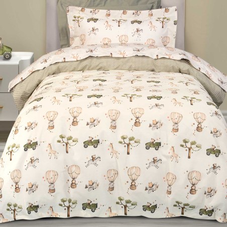 Σετ Παιδική Παπλωματοθήκη Μονή 2 Τεμαχίων Greenwich Polo Club 8860 Ivory-Olive Green 160x240