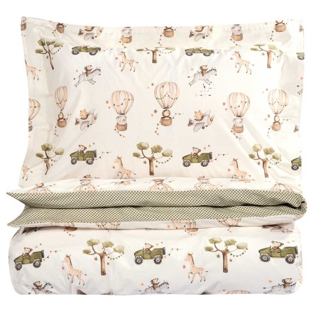 Σετ Παιδική Παπλωματοθήκη Μονή 2 Τεμαχίων Greenwich Polo Club 8860 Ivory-Olive Green 160x240