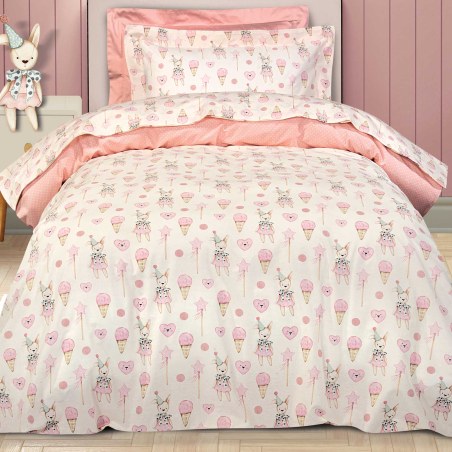 Σετ Παιδικά Σεντόνια Μονά 3 Τεμαχίων Greenwich Polo Club 8859 Pink-Ivory 170x260