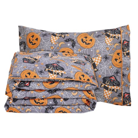 Σετ Παιδικά Σεντόνια Μονά 3 Τεμαχίων Das Kids 4968 Grey-Orange 170x260