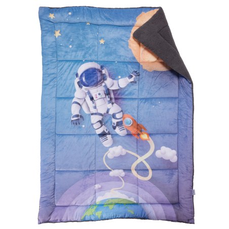 Παιδικό Κουβερτοπάπλωμα με Γούνα Sherpa Μονό Das Home 4975 Blue-Grey 160x220