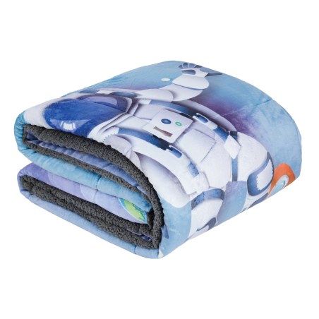 Παιδικό Κουβερτοπάπλωμα με Γούνα Sherpa Μονό Das Home 4975 Blue-Grey 160x220