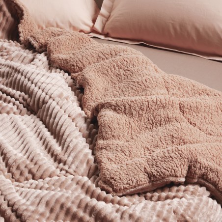 Κουβερτοπάπλωμα Υπέρδιπλο με Γούνα Sherpa Das Home 1363 Nude 220x240