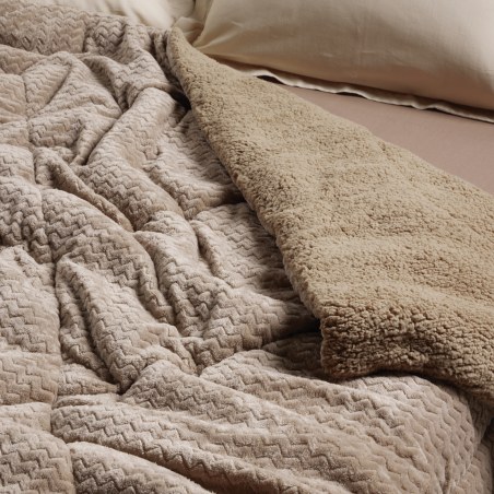 Κουβερτοπάπλωμα Μονό με Γούνα Sherpa Das Home 1367 Taupe 160x220