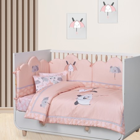Πάντα Κούνιας Das Baby Fun Digital Print 4878 Γκρι- Λευκό- Ροζ 45x195