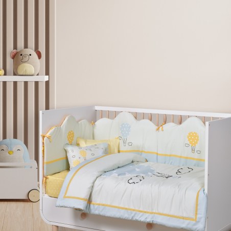 Πάντα Κούνιας Das Baby Fun Digital Print 4880 Γαλάζιο- Κίτρινο- Μέντα 45x195