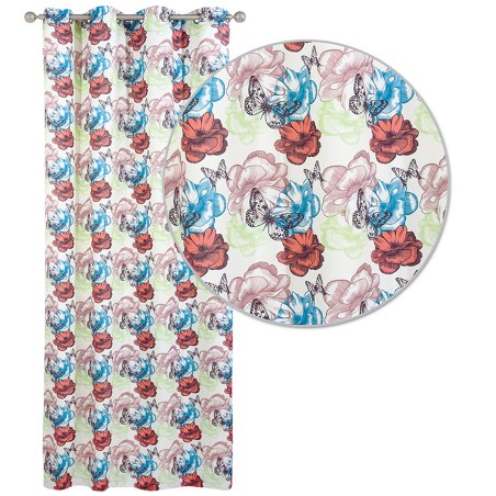 Κουρτίνα Das Home 2106 Εκρου-κεραμιδι-πετρολ-λαχανι 140χ260