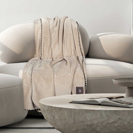 Κουβέρτα Fleece Καναπέ Greenwich Polo Club 4438 Beige 130x170