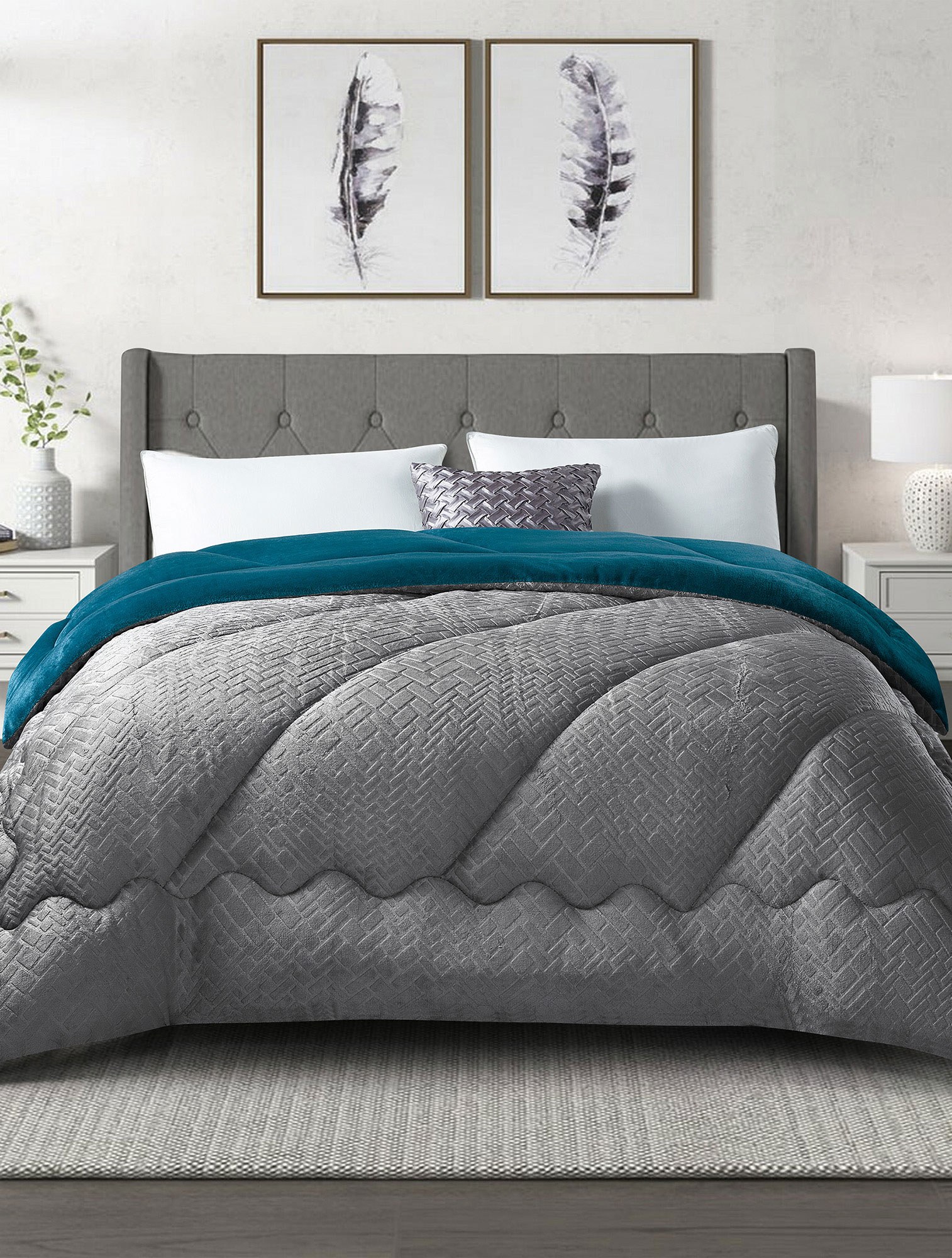 Κουβερτοπάπλωμα Υπέρδιπλο Madi Blankoro Πετρόλ 220x240