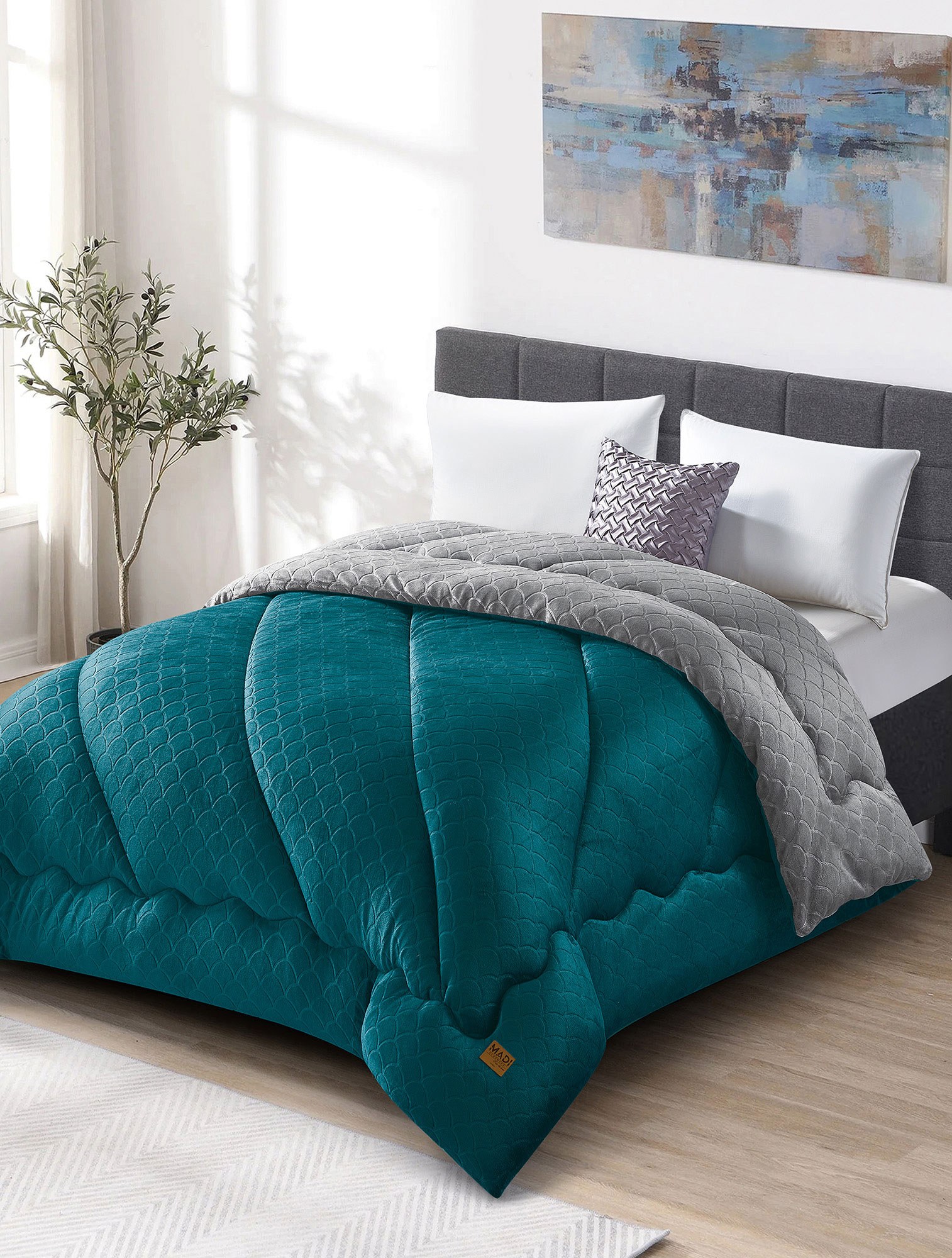 Κουβερτοπάπλωμα Μονό Madi Lunora Πετρόλ 160x220