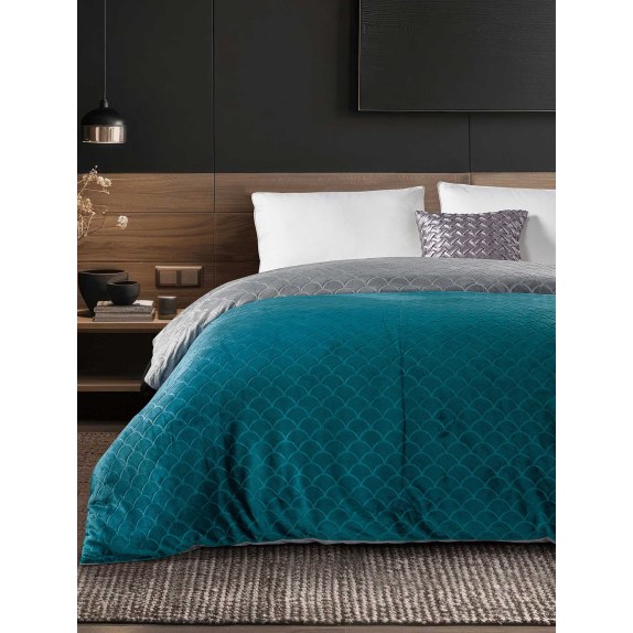 Παπλωματοθήκη Μονή Madi Nevola Πετρόλ 160x220