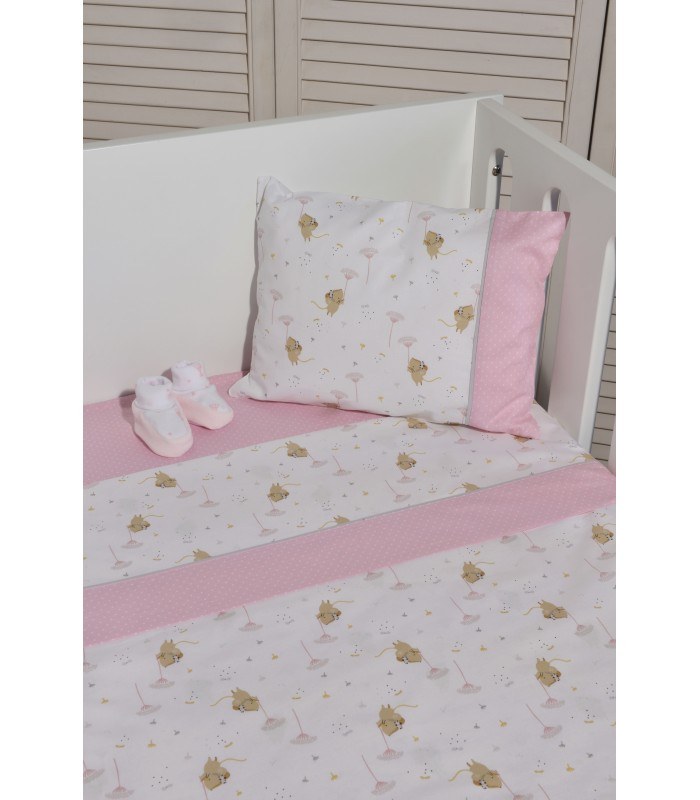 Σετ Σεντόνια Κούνιας 3 Τεμαχίων Baby Oliver 412 Ροζ 110x170