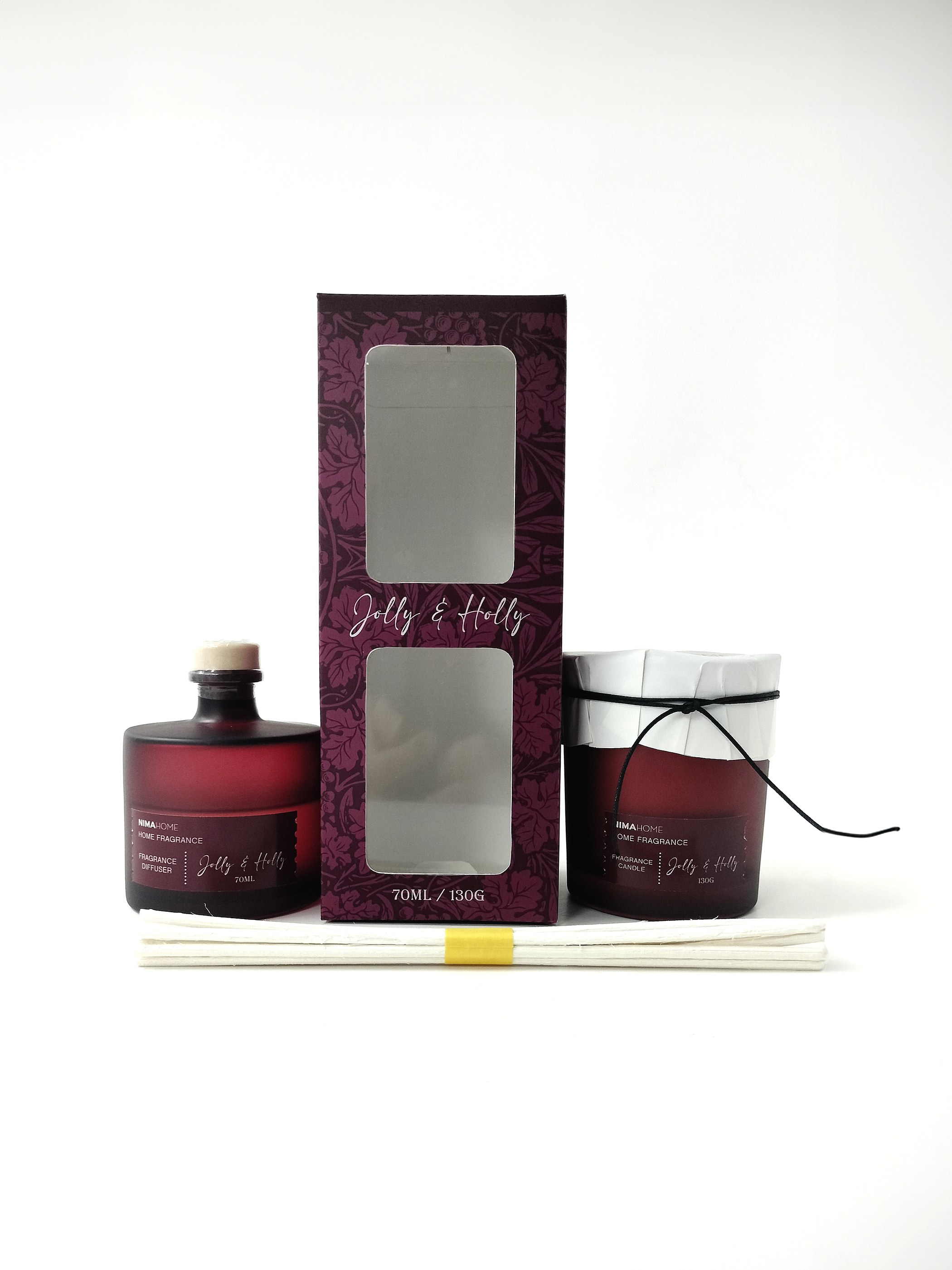 Σετ Αρωματικό Χώρου με Στικ 70ml & Αρωματικό Κερί 130gr - Nima Holly & Jolly