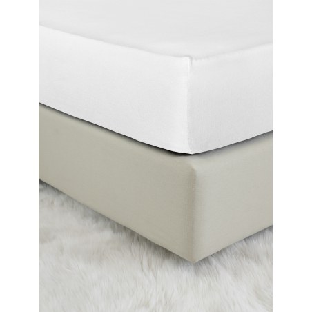 Σεντόνι Υπέρδιπλο Jersey με Λάστιχο Nima Tender White 160x200+40