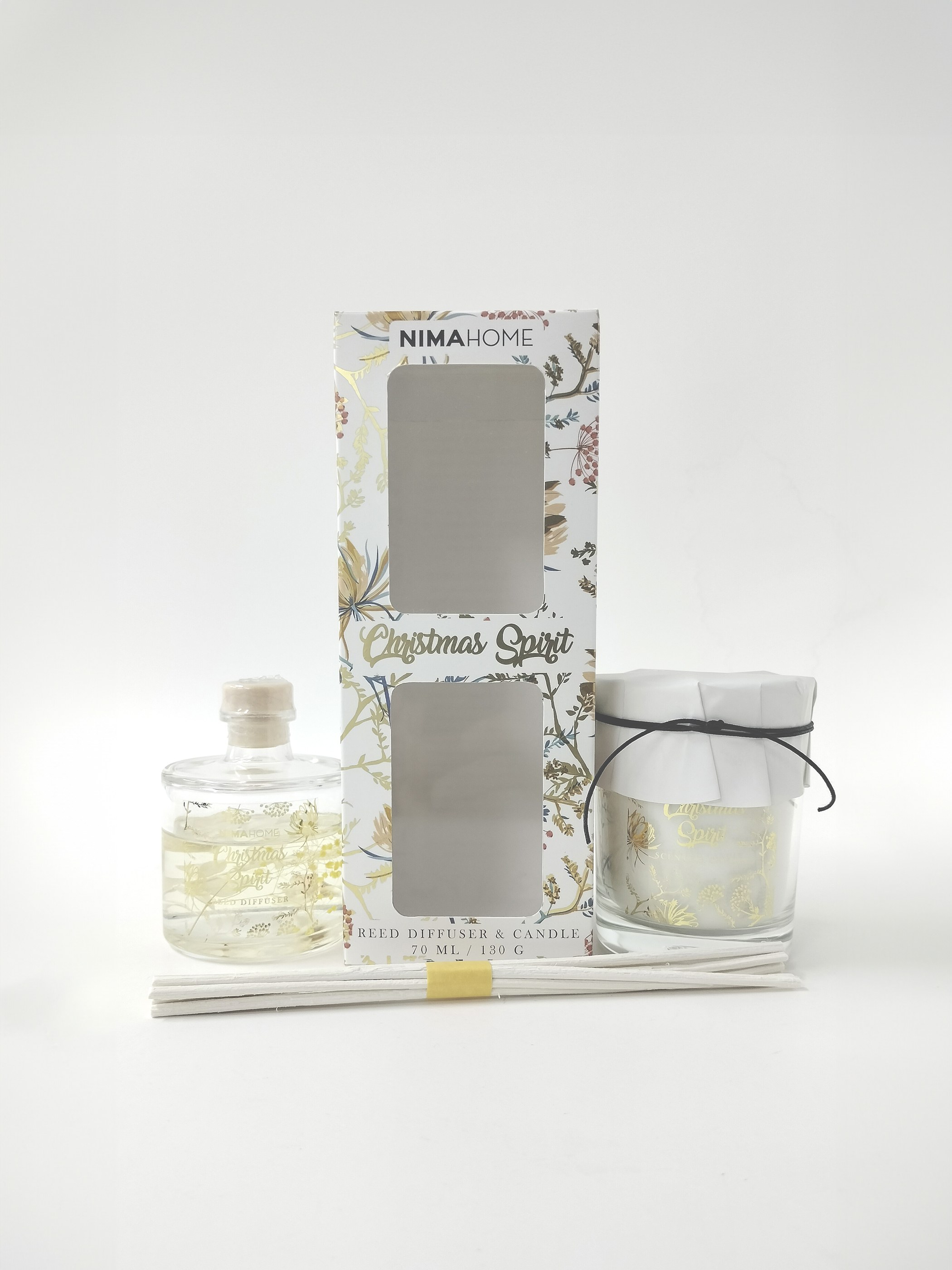 Σετ Αρωματικό Χώρου με Στικ 70ml & Αρωματικό Κερί 130gr - Nima Christmas Spirit