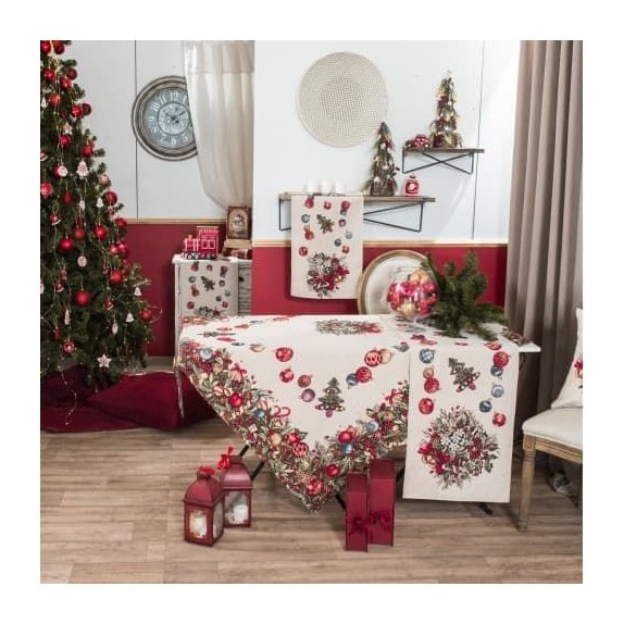 Χριστουγεννιάτικη Τραπεζομάντηλο Teoran Tree 140x180