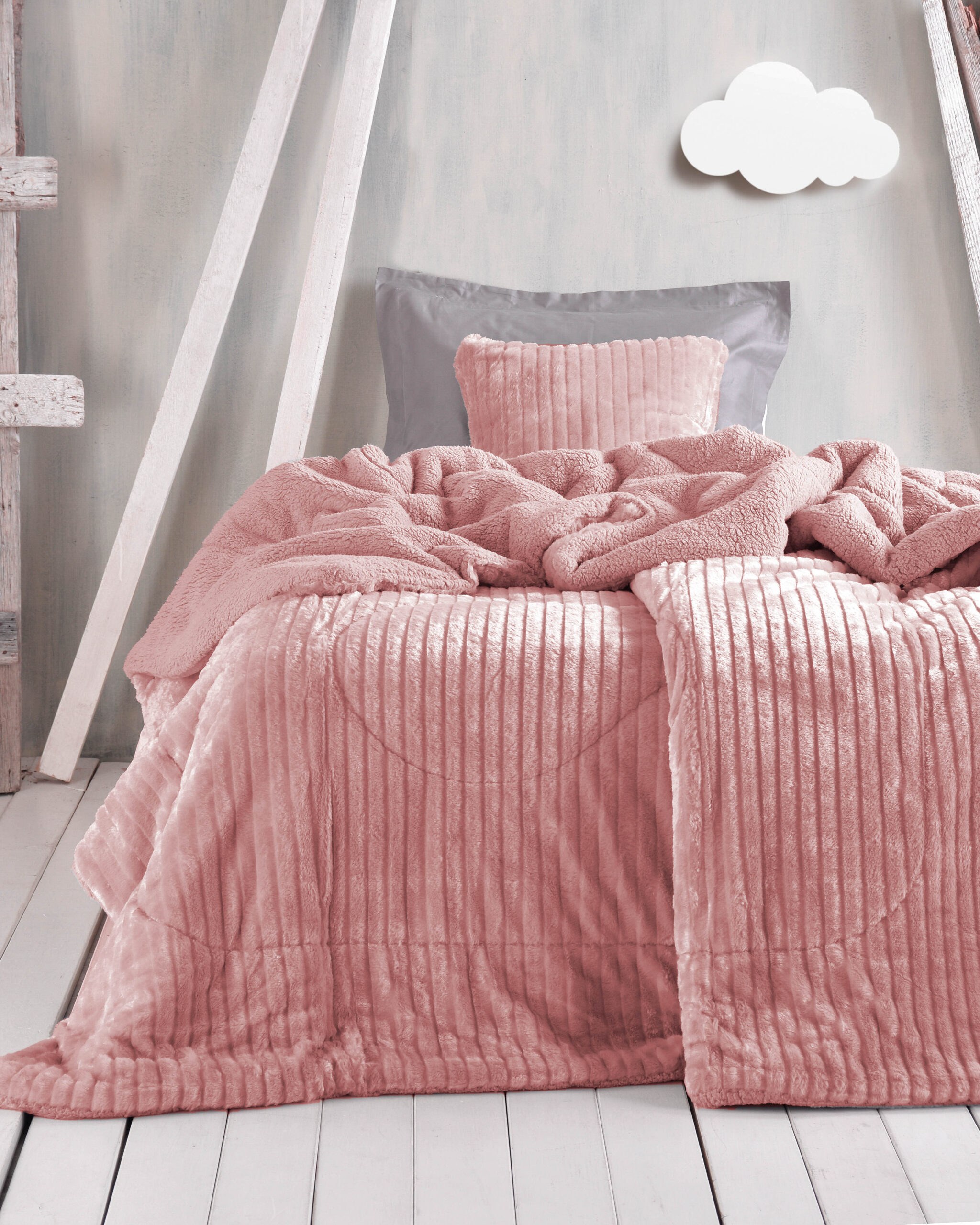 Παιδικό Κουβερτοπάπλωμα Μονό Rythmos Shabby Ροζ 160x220