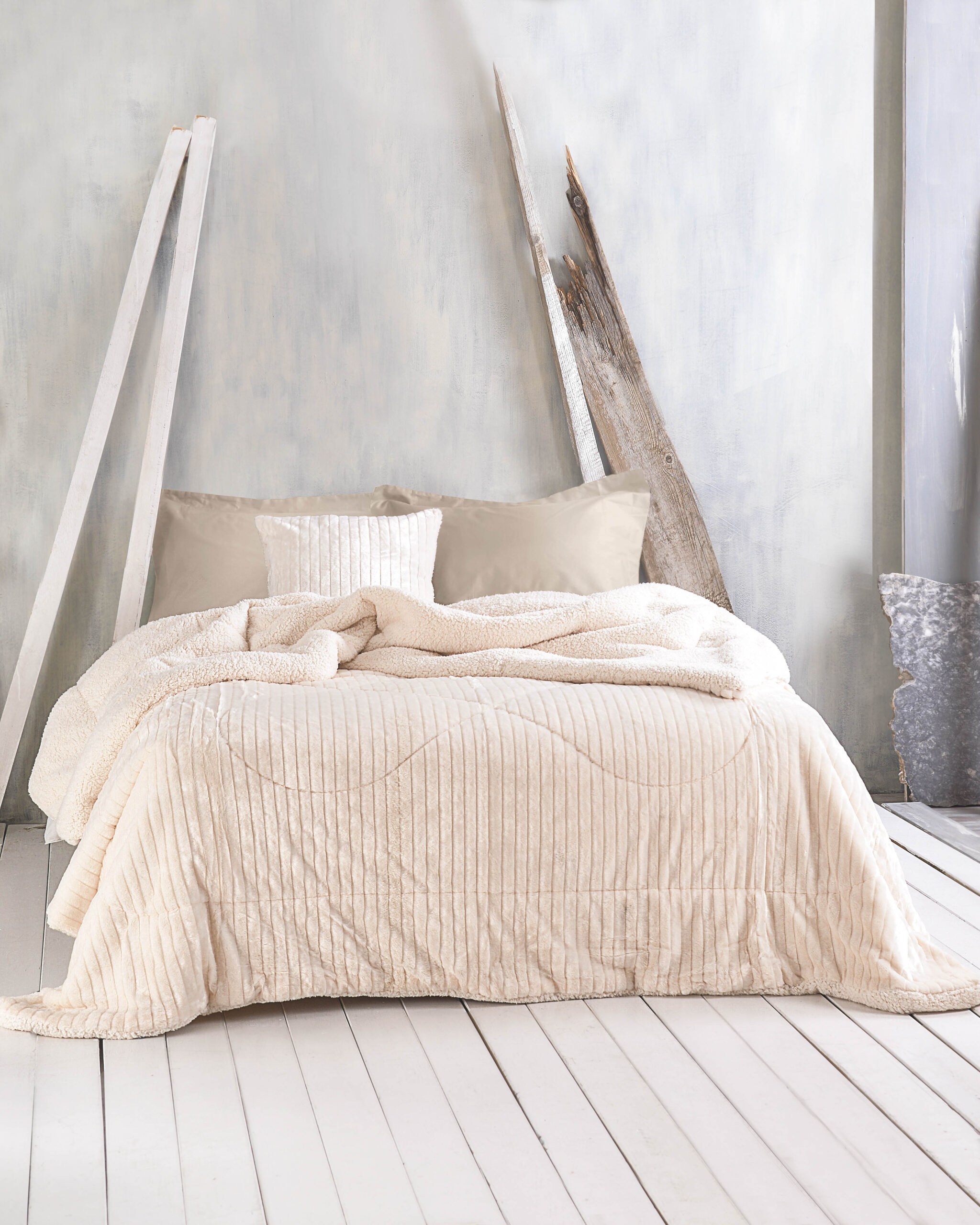 Κουβερτοπάπλωμα Υπέρδιπλο Rythmos Shabby Εκρου 220x240