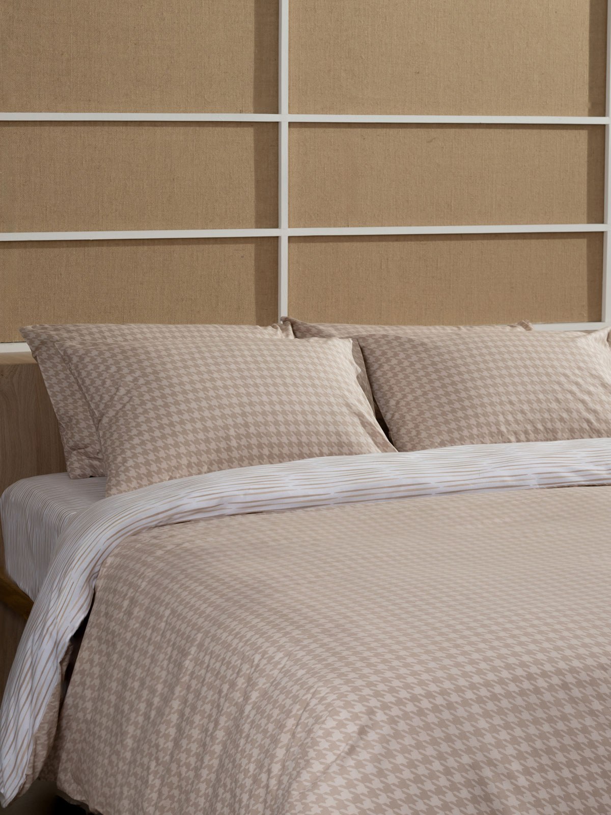 Σετ Σεντόνια Cotton Feelings 2064 Beige Υπέρδιπλο με λά