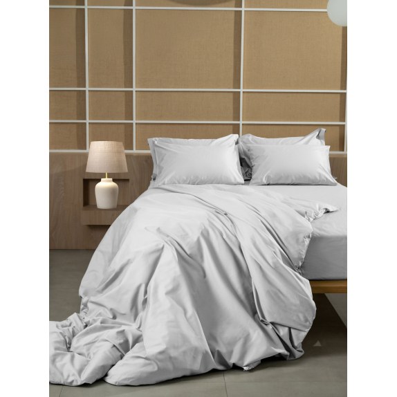 Σετ Σεντόνια Βαμβακοσατέν Omnia μονόχρωμα White King Size...