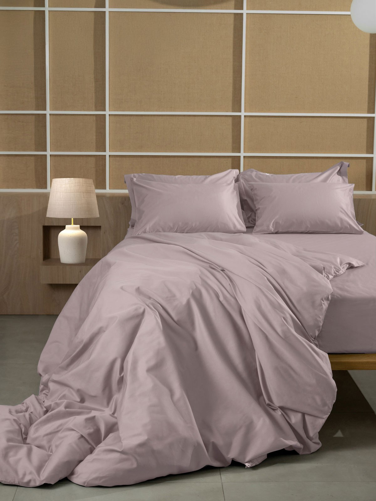 Σετ Σεντόνια Βαμβακοσατέν Omnia μονόχρωμα Powder King S