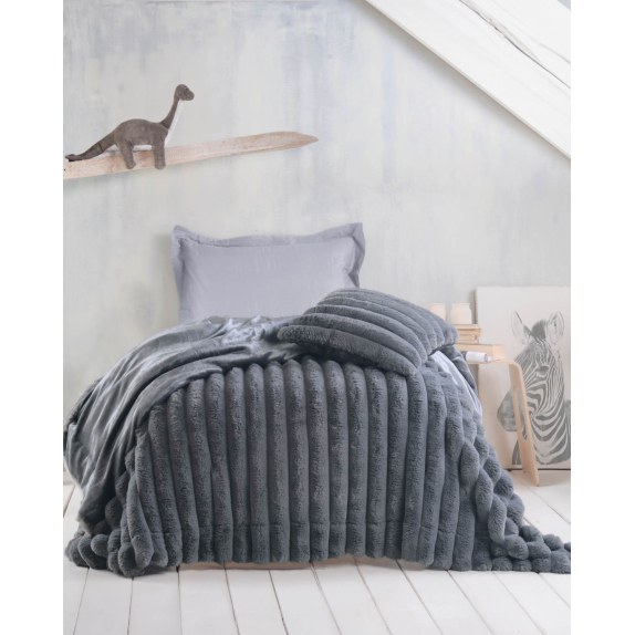 Κουβερτοπάπλωμα Μονό Rythmos Trinity Γκρι Σκουρο 160x220