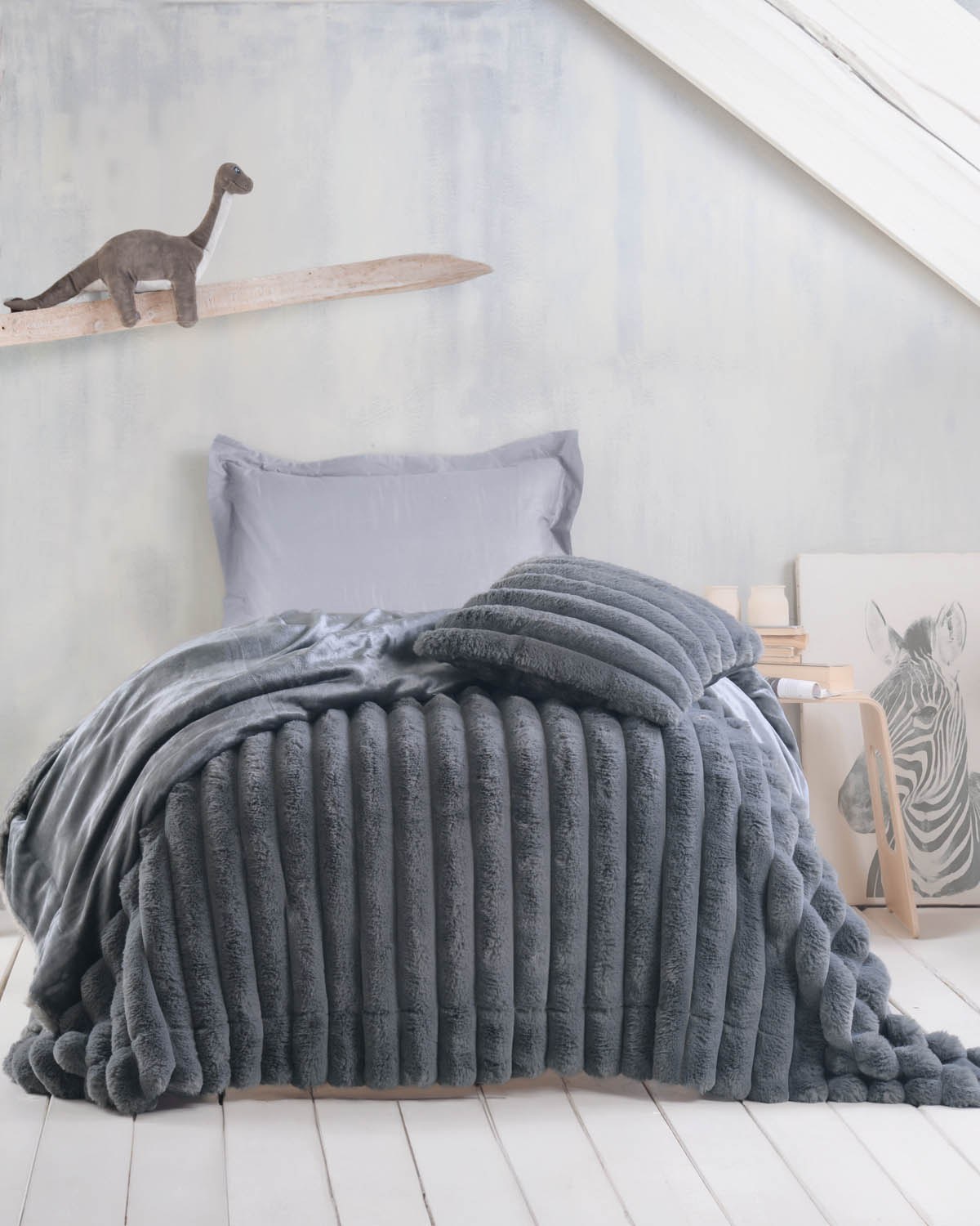 Κουβερτοπάπλωμα Μονό Rythmos Trinity Γκρι Σκουρο 160x22