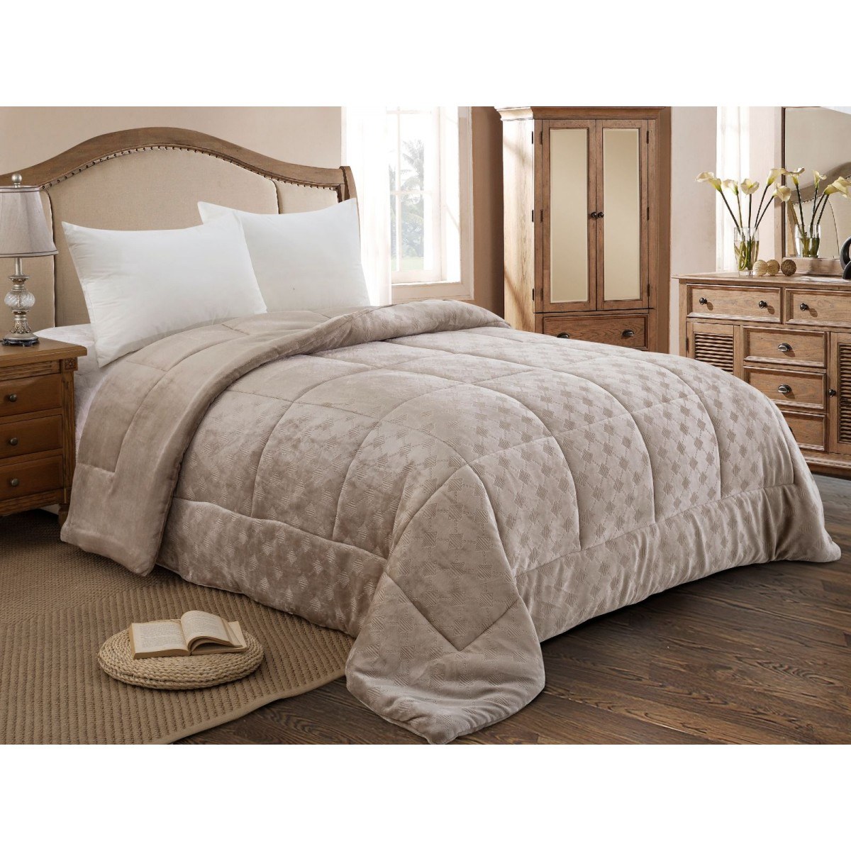 Κουβερτοπαπλωμα Υπερδιπλο 220X240 Adam Home (822) Taupe