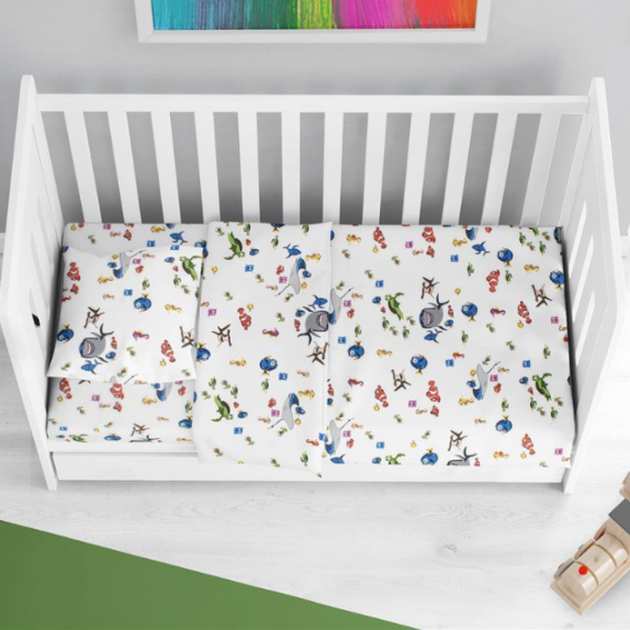 Σετ Σεντόνια Κούνιας Φανελένια 3 Τεμαχίων Dimcol Elephant...