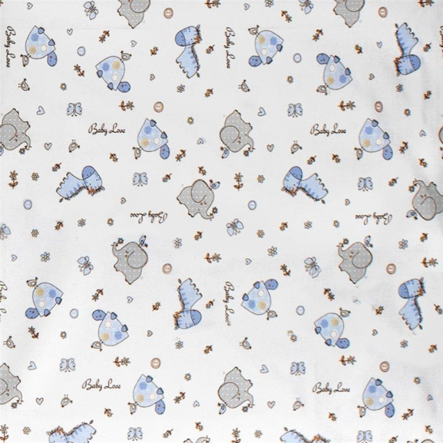 Πάνα Φανελένια Dimcol Elephant 074 80X80 White-Sky Blue