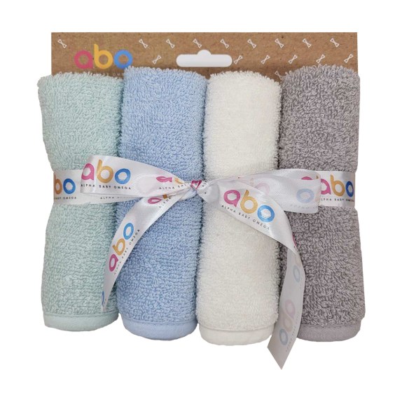 ΑΒΟ Σετ Λαβέτες Μέντα Μπλε Γκρι Λευκό 30*30