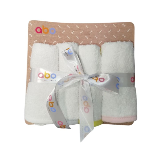 ΑΒΟ Σετ Λαβέτες Λευκό Με Κίτρινο Ροζ Γκρι Λευκό 20*40