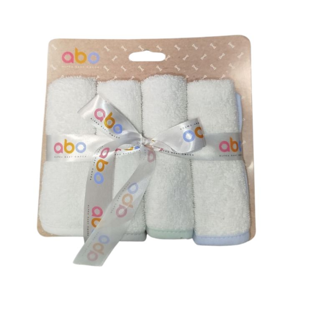 ΑΒΟ Σετ Λαβέτες Λευκό Με Μέντα Μπλε Γκρι Λευκό...