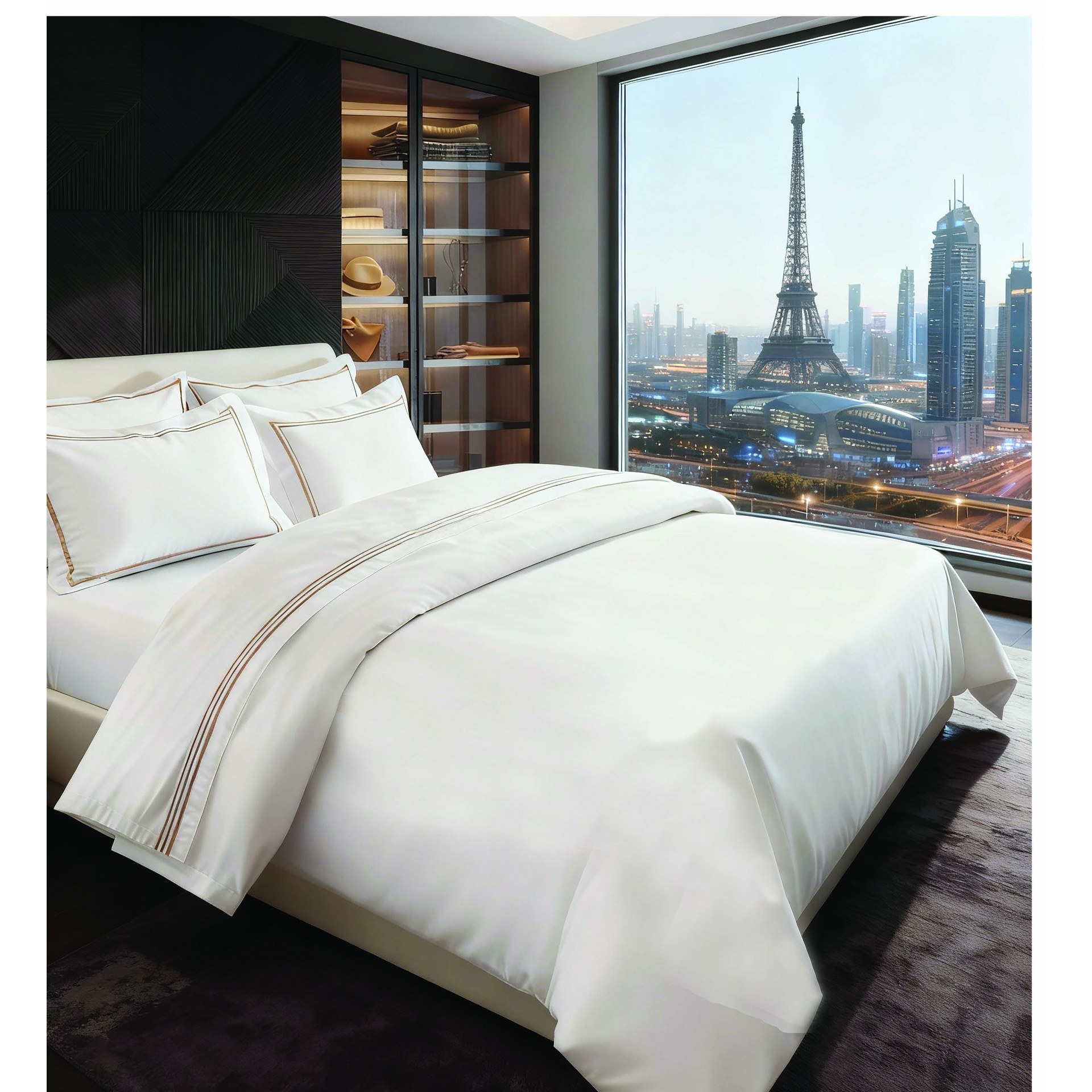 Σετ Σεντόνια King Size 4 Τεμαχίων Makis Tselios Aspen3 Beige 270x290