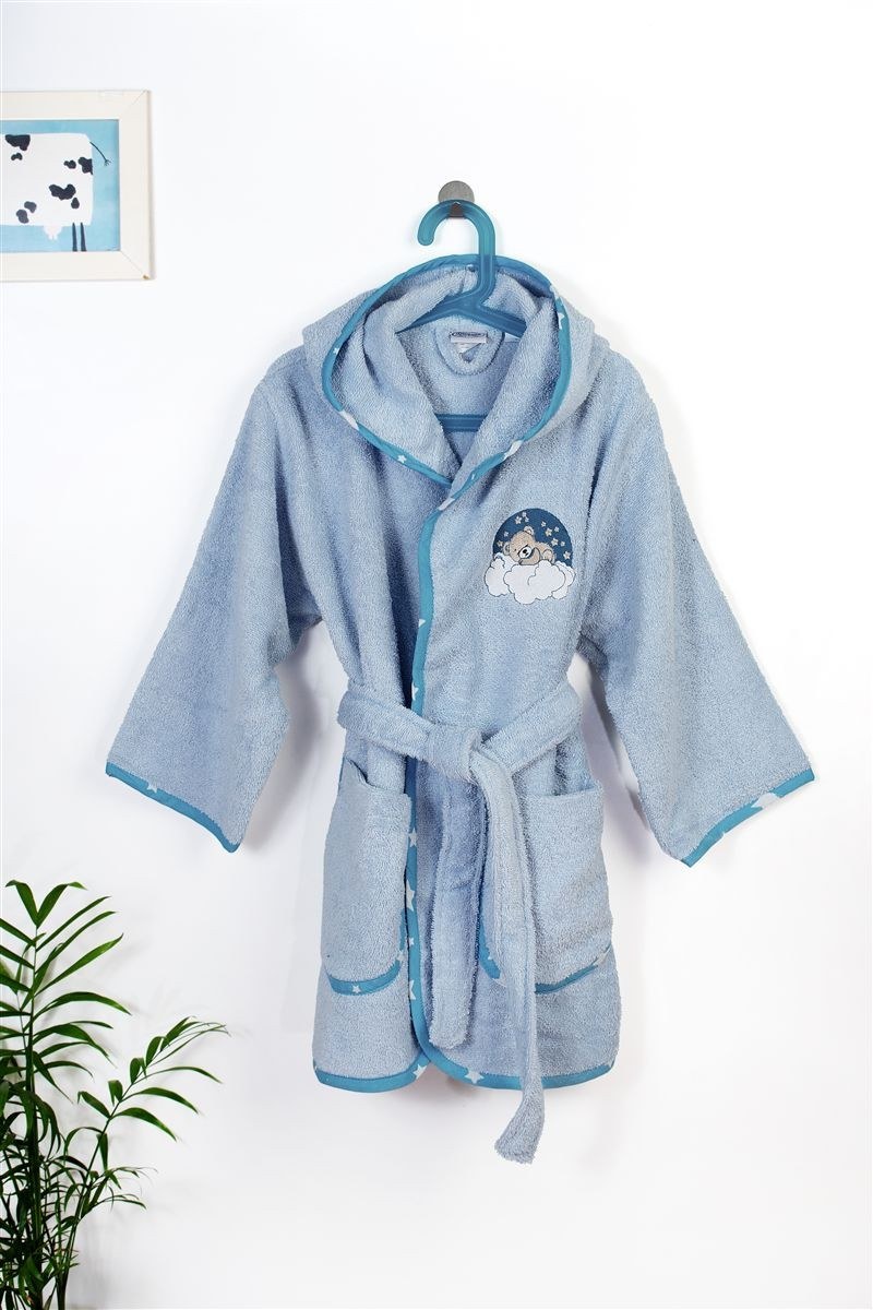 Μπουρνούζι Με Κέντημα Dimcol Cloudy Bear 175 Size: 02 Sky Blue