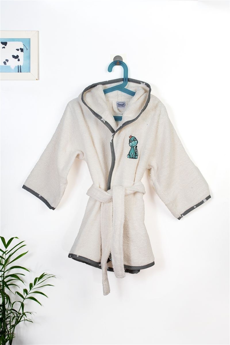 Μπουρνούζι Με Κέντημα Dimcol Dinosaur 181 Size: 02 Ecru-Grey