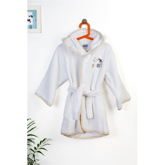 Μπουρνούζι Με Κέντημα Dimcol Stork 193 Size: 02 White-Yellow