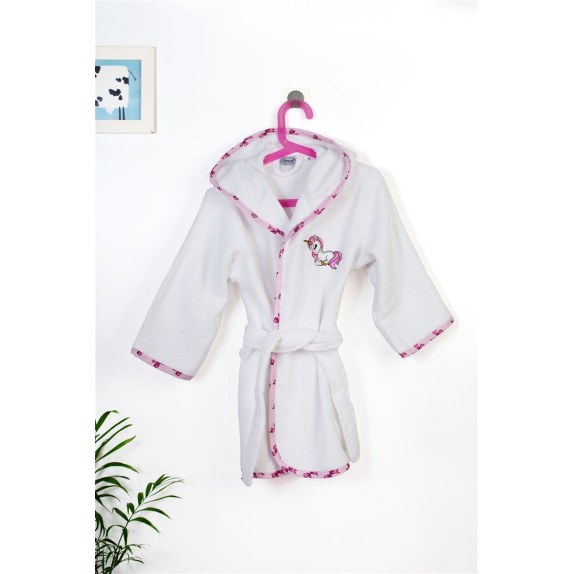 Μπουρνούζι Με Κέντημα Dimcol Unicorn 188 Size: 04 White-Pink