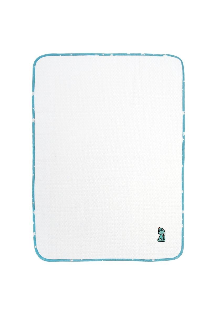 Κουβέρτα Πικέ Κούνιας Dimcol Dinosaur 180 100X160 White-Sky Blue
