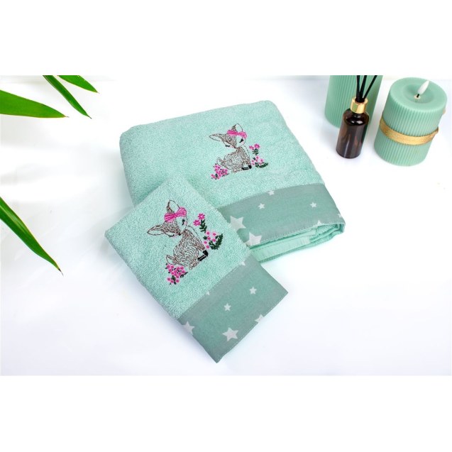 Σετ Βρεφικές Πετσέτες 2 Τεμαχίων Dimcol Deer...