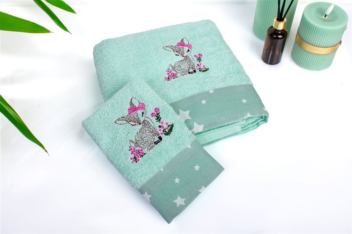 Σετ Βρεφικές Πετσέτες 2 Τεμαχίων Dimcol Deer 199 30X50-70X140 Mint