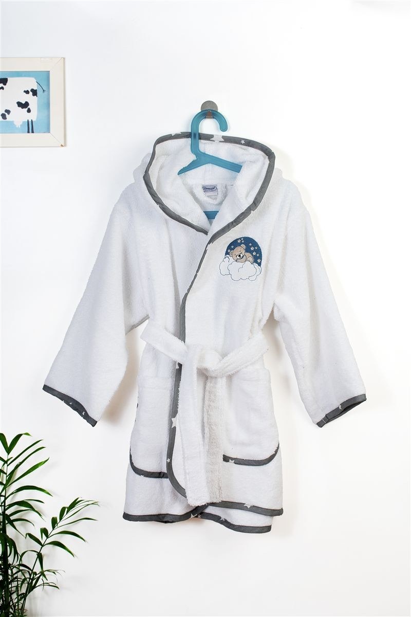 Μπουρνούζι Με Κέντημα Dimcol Cloudy Bear 176 Size: 04 White-Grey