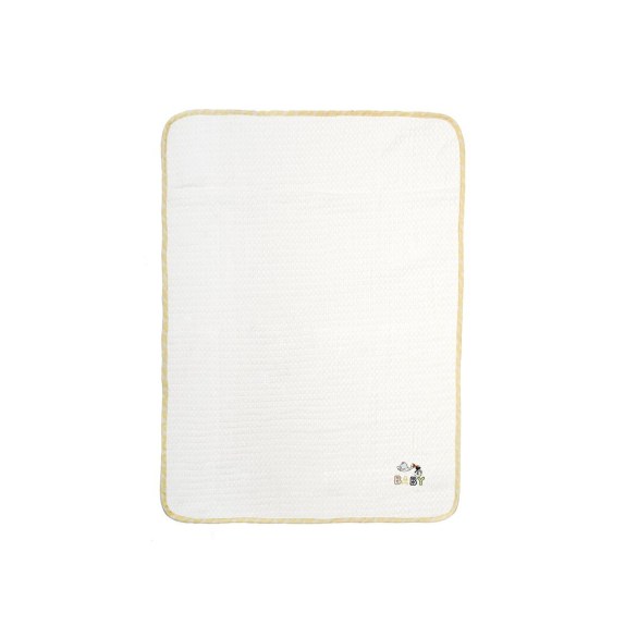 Κουβέρτα Πικέ Κούνιας Dimcol Stork 193 100X160 White-Yellow