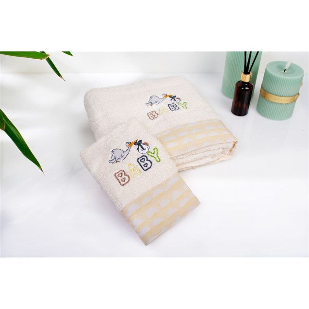 Σετ Βρεφικές Πετσέτες 2 Τεμαχίων Dimcol Stork...